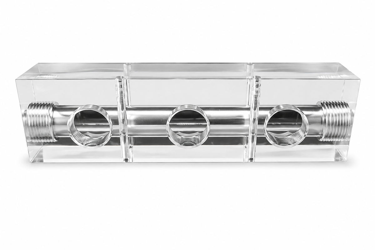 Clear Acrylic Soft Wash Mixing Manifold – 3 & 4 Port