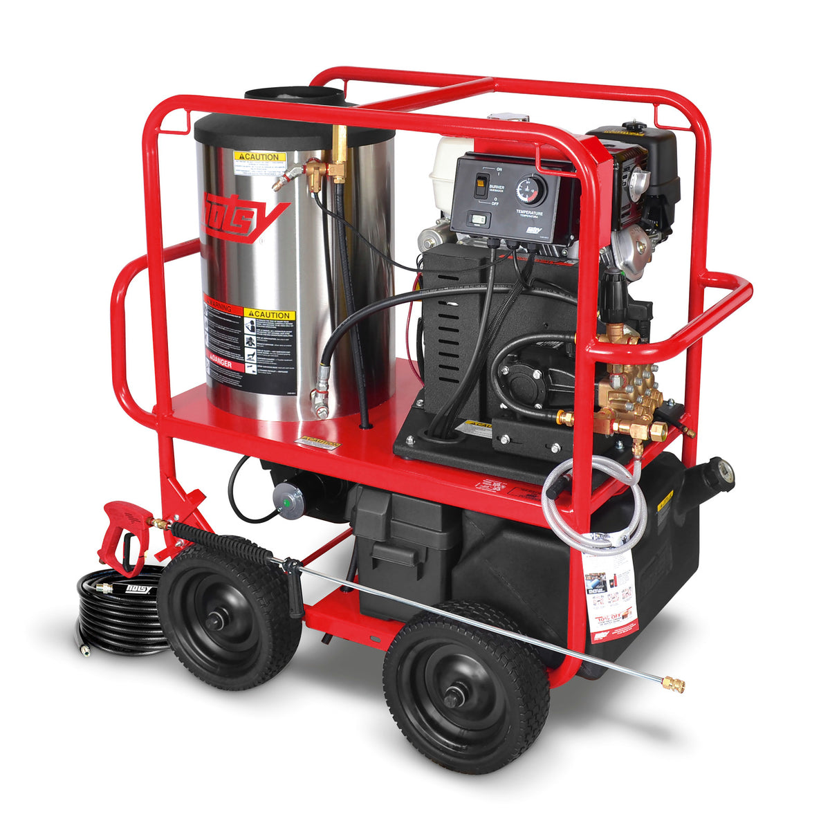 HOTSY Gas Engine Roll Cage Hot Water Pressure Washer, Direct or Belt Drive, 2.7–4.0 GPM | 2400–3500 PSI