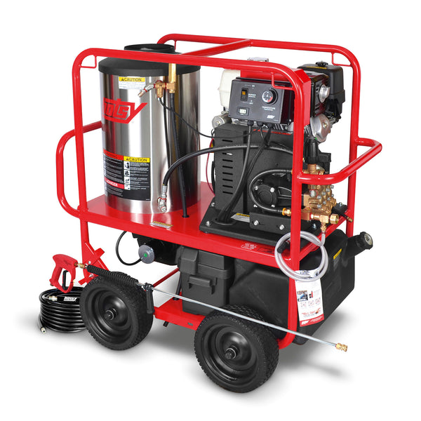 HOTSY Gas Engine Roll Cage Hot Water Pressure Washer, Direct or Belt Drive, 2.7–4.0 GPM | 2400–3500 PSI